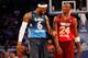 ORLANDO, FL - FEBRUARY 26: (L-R) LeBron James #6 of the Miami Heat and the Eastern Conference talks with Kobe Bryant #24 of the Los Angeles Lakers and the Western Conference during the 2012 NBA All-Star Game at the Amway Center on February 26, 2012 in Orlando, Florida. NOTE TO USER: User expressly acknowledges and agrees that, by downloading and or using this photograph, User is consenting to the terms and conditions of the Getty Images License Agreement. (Photo by Ronald Martinez/Getty Images)