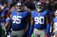 EAST RUTHERFORD, NJ - DECEMBER 30: Rocky Bernard #95, and Jason Pierre-Paul #90 of the New York Giants in action during their game against the Philadelphia Eagles at MetLife Stadium on December 30, 2012 in East Rutherford, New Jersey. (Photo by Al Bello/Getty Images)