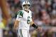 Oct 21, 2012; Foxboro, Massachusetts, USA; New York Jets quarterback Mark Sanchez (6) walks off the field during the second quarter against the New England Patriots at Gillette Stadium. Mandatory Credit: Greg M. Cooper-USA TODAY Sports