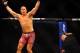 Jul 21, 2012; Calgary, AB, CANADA; Anthony Perosh celebrates his 7 sec knockout in the first round against Ryan Jimmo during the light heavyweight bout of UFC 149 at the Scotiabank Saddledome in Calgary, BC. Mandatory Credit: Anne-Marie Sorvin-USA TODAY Sports