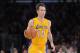 Feb 12, 2013; Los Angeles, CA, USA; Los Angeles Lakers guard Steve Nash (10) dribbles the ball against the Phoenix Suns at the Staples Center. The Lakers defeated the Suns 91-85. Mandatory Credit: Kirby Lee/USA TODAY Sports
