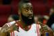 HOUSTON, TX - JANUARY 26: James Harden #13 of the Houston Rockets walks onto the court during the game against the Brooklyn Nets at Toyota Center on January 26, 2013 in Houston, Texas. NOTE TO USER: User expressly acknowledges and agrees that, by downloading and or using this photograph, User is consenting to the terms and conditions of the Getty Images License Agreement. (Photo by Scott Halleran/Getty Images)