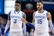Feb 9, 2013; Lexington, KY, USA; Kentucky Wildcats forward Nerlens Noel (3) and forward Willie Cauley-Stein (15) walk out on the court after a time out during the game against the Auburn Tigers at Rupp Arena. Kentucky defeated Auburn 72-62. Mandatory Credit: Mark Zerof-USA TODAY Sports