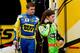 DAYTONA BEACH, FL - FEBRUARY 16: Drivers Danica Patrick and Ricky Stenhouse Jr. leave a rookie meeting prior to practice for the NASCAR Sprint Cup Series Sprint Unlimited at Daytona International Speedway on February 16, 2013 in Daytona Beach, Florida. (Photo by Chris Graythen/Getty Images)