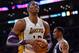 LOS ANGELES, CA - JANUARY 27: Dwight Howard #12 of the Los Angeles Lakers reacts after a foul in front of Thabo Sefolosha #2 of the Oklahoma City Thunder at Staples Center on January 27, 2013 in Los Angeles, California. NOTE TO USER: User expressly acknowledges and agrees that, by downloading and or using this photograph, User is consenting to the terms and conditions of the Getty Images License Agreement. (Photo by Harry How/Getty Images)