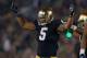 SOUTH BEND, IN - NOVEMBER 17: Manti T'eo #5 of the Notre Dame Fighting Irish encourages the crowd to cheer during a game against the Wake Forest Demon Deacons at Notre Dame Stadium on November 17, 2012 in South Bend, Indiana. Notre Dame defeated Wake Forest 38-0. (Photo by Jonathan Daniel/Getty Images)