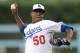 July 4, 2011; Los Angeles, CA, USA; Los Angeles Dodgers relief pitcher Rubby De La Rosa (50) throws a pitch during the game against the New York Mets at Dodger Stadium. Mandatory Credit: Jayne Kamin-Oncea-USA TODAY Sports