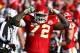 KANSAS CITY, MO - JANUARY 02: Defensive tackle Glenn Dorsey #72 of the Kansas City Chiefs celebrates after a sack in a game against the Oakland Raiders at Arrowhead Stadium on January 2, 2011 in Kansas City, Missouri. (Photo by Tim Umphrey/Getty Images)