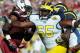 TAMPA, FL - JANUARY 01: Offensive lineman Patrick Omameh #65 of the Michigan Wolverines blocks against the South Carolina Gamecocks in the Outback Bowl January 1, 2013 at Raymond James Stadium in Tampa, Florida. Carolina won 33 - 28. (Photo by Al Messerschmidt/Getty Images)