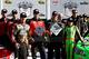 DAYTONA BEACH, FL - FEBRUARY 17: Danica Patrick, driver of the #10 GoDaddy.com Chevrolet, with her Pole Award and Jeff Gordon, driver of the #24 Drive To End Hunger Chevrolet, with his Front Row Award after qualifying for the NASCAR Sprint Cup Series Daytona 500 at Daytona International Speedway on February 17, 2013 in Daytona Beach, Florida. (Photo by Jerry Markland/Getty Images)