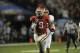 Dec 1, 2012; Atlanta, GA, USA; Georgia Bulldogs linebacker Alec Ogletree (9) returns a blocked field goal 50 yards for a touchdown during the third quarter in the 2012 SEC Championship game at the Georgia Dome. Mandatory Credit: Dale Zanine-USA TODAY Sports