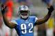 DETROIT, MI - NOVEMBER 24: Defensive lineman Cliff Avril #92 of the Detroit Lions reacts in the first half while taking on the Green Bay Packers during the Thanksgiving Day game at Ford Field on November 24, 2011 in Detroit, Michigan. (Photo by Gregory Shamus/Getty Images)