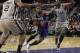 Feb 19, 2013; Sacramento, CA, USA; Sacramento Kings power forward Thomas Robinson (0) drives in against San Antonio Spurs center Boris Diaw (33) during the second quarter at Sleep Train Arena. Mandatory Credit: Kelley L Cox-USA TODAY Sports