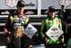 DAYTONA BEACH, FL - FEBRUARY 17: Danica Patrick, driver of the #10 GoDaddy.com Chevrolet, with her Pole Award and Jeff Gordon, driver of the #24 Drive To End Hunger Chevrolet, with his Front Row Award after qualifying for the NASCAR Sprint Cup Series Daytona 500 at Daytona International Speedway on February 17, 2013 in Daytona Beach, Florida. (Photo by Jerry Markland/Getty Images)