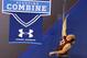 Feb 23, 2013; Indianapolis, IN, USA; Chadron State offensive lineman Garrett Gilkey does the vertical jump during the NFL Combine at Lucas Oil Stadium. Mandatory Credit: Brian Spurlock-USA TODAY Sports