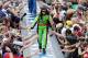Feb 24, 2013; Daytona Beach, FL, USA; NASCAR Sprint Cup Series driver Danica Patrick greets fans as she is introduced before the 2013 Daytona 500 at Daytona International Speedway. Mandatory Credit: Jerry Lai-USA TODAY Sports