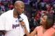 Feb 23, 2013; Los Angeles, CA, USA; FOX Sports reporter Kristina Pink (right) interviews Los Angeles Clippers forward Lamar Odom (7) after the game against the Utah Jazz at the Staples Center. The Clippers defeated the Jazz 107-94. Mandatory Credit: Kirby Lee-USA TODAY Sports