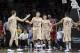 January 5, 2013; Chestnut Hill, MA USA; Boston College Eagles forward Ryan Anderson (12) is congratulated by guard Patrick Heckmann (33) and guard Olivier Hanlan (21) after making a basket during the second half against the North Carolina State Wolfpack at Silvio O. Conte Forum. Mandatory Credit: Bob DeChiara-USA TODAY Sports