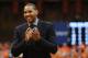SYRACUSE, NY - FEBRUARY 23: Former Syracuse Orange player Carmelo Anthony smiles as his number is retired during a ceremony at half time during the game against the Georgetown Hoyas at the Carrier Dome on February 23, 2013 in Syracuse, New York. (Photo by Nate Shron/Getty Images)