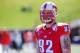 Oct 27, 2012; Dallas, TX, USA; Southern Methodist Mustangs defensive end Margus Hunt (92) waits for play to resume against the Memphis Tigers during the game at Gerald J. Ford Stadium. The Mustangs defeated the Tigers 44-13. Mandatory Credit: Jerome Miron-USA TODAY Sports