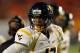 MIAMI GARDENS, FL - JANUARY 04: Geno Smith #12 of the West Virginia Mountaineers looks on against the Clemson Tigers during the Discover Orange Bowl at Sun Life Stadium on January 4, 2012 in Miami Gardens, Florida. (Photo by Mike Ehrmann/Getty Images)