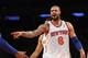 NEW YORK, NY - JANUARY 03: Tyson Chandler #6 of the New York Knicks directs traffic against the San Antonio Spurs at Madison Square Garden on January 3, 2013 in New York City. NOTE TO USER: User expressly acknowledges and agrees that, by downloading and/or using this photograph, user is consenting to the terms and conditions of the Getty Images License Agreement. The Knicks defeated the Spurs 100-83. (Photo by Bruce Bennett/Getty Images)