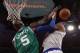 NEW YORK, NY - JANUARY 07: Kevin Garnett #5 of the Boston Celtics blocks a shot by Carmelo Anthony #7 of the New York Knicks at Madison Square Garden on January 7, 2013 in New York City. NOTE TO USER: User expressly acknowledges and agrees that, by downloading and/or using this photograph, user is consenting to the terms and conditions of the Getty Images License Agreement. The Celtics defeated the Knicks 102-96. (Photo by Bruce Bennett/Getty Images)