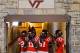 BLACKSBURG, VA - SEPTEMBER 03: Running back Martin Scales #25 of the Virginia Tech Hokies, wide receiver Dyrell Roberts #11 of the Hokies, linebacker Bruce Taylor #51 of the Hokies, and linebacker Jeron Gouveia-Winslow #43 of the Hokies stand in the tunnel prior to their game against the Georgia Tech Yellow Jackets at Lane Stadium on September 3, 2012 in Blacksburg, Virginia. (Photo by Geoff Burke/Getty Images)