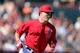 TEMPE, AZ - FEBRUARY 27: Mike Trout #27 of the Los Angeles Angels runs on a first inning single hit against the San Francisco Giants during the spring training game at Tempe Diablo Stadium on February 27, 2013 in Tempe, Arizona. (Photo by Christian Petersen/Getty Images)