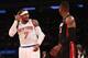 NEW YORK, NY - NOVEMBER 02: Carmelo Anthony #7 of the New York Knicks gestures to Dwyane Wade #3 of the Miami Heat at Madison Square Garden on November 2, 2012 in New York City. NOTE TO USER: User expressly acknowledges and agrees that, by downloading and or using this photograph, user is consenting to the terms and conditions of the Getty Images License Agreement. (Photo by Nick Laham/Getty Images)
