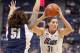 Feb 26, 2013; Hartford, CT, USA; Connecticut Huskies center Stefanie Dolson (31) looks for an opening against Pittsburgh Panthers forward/center Cora McManus (51) during the second half at the XL Center. UConn defeated the Panthers 76-36. Mandatory Credit: David Butler II-USA TODAY Sports