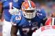 November 17, 2012; Gainesville FL, USA; Florida Gators defensive lineman Sharrif Floyd (73) gets ready to rush against the Jacksonville State Gamecocks during the second half at Ben Hill Griffin Stadium. Florida Gators defeated the Jacksonville State Gamecocks 23-0. Mandatory Credit: Kim Klement-USA TODAY Sports