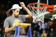 Feb 23, 2013; Waco, TX, USA; Baylor Bears center Brittney Griner (42) cuts down the net after winning the Big 12 Conference Title after the victory against the Texas Longhorns at the Ferrell Center. Mandatory Credit: Kevin Jairaj-USA TODAY Sports