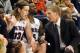 Jan. 24, 2013; Spokane, WA, USA; Gonzaga Bulldogs forward Kelly Olynyk (13) talks with head coach Mark Few during a game against the Brigham Young Cougars during the second half at the McCarthey Athletic Center. Mandatory Credit: James Snook-USA TODAY Sports