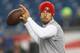 FOXBORO, MA - DECEMBER 16: Alex Smith #11 of the San Francisco 49ers warms up before a game with the New England Patriots at Gillette Stadium on December 16, 2012 in Foxboro, Massachusetts. (Photo by Jim Rogash/Getty Images)