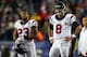 FOXBORO, MA - JANUARY 13: Matt Schaub #8 and Arian Foster #23 of the Houston Texans look on from the sideline against the New England Patriots during the 2013 AFC Divisional Playoffs game at Gillette Stadium on January 13, 2013 in Foxboro, Massachusetts. (Photo by Elsa/Getty Images)