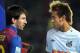 YOKOHAMA, JAPAN - DECEMBER 18: Lionel Messi (R) of Barcelona is challenged by Neymar of Santos during the FIFA Club World Cup Final match between Santosl and Barcelona at the Yokohama International Stadium on December 18, 2011 in Yokohama, Japan. (Photo by Lintao Zhang/Getty Images)