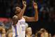 Dec 17, 2012; Oklahoma City, OK, USA; Oklahoma City Thunder forward Kevin Durant (35) reacts against the San Antonio Spurs during the first half at Chesapeake Energy Arena. Mandatory Credit: Mark D. Smith-USA TODAY Sports