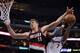 LOS ANGELES, CA - JANUARY 27: Meyers Leonard #11 of the Portland Trail Blazers fouls Lamar Odom #7 of the Los Angeles Clippers as he shoots at Staples Center on January 27, 2013 in Los Angeles, California. NOTE TO USER: User expressly acknowledges and agrees that, by downloading and or using this photograph, User is consenting to the terms and conditions of the Getty Images License Agreement. (Photo by Harry How/Getty Images)