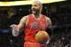 Feb 24, 2013; Oklahoma City, OK, USA; Chicago Bulls forward Carlos Boozer (5) reacts to a play in action against the Oklahoma City Thunder during the second half at Chesapeake Energy Arena. Mandatory Credit: Mark D. Smith-USA TODAY Sports