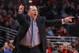 Feb 21, 2013; Chicago, IL, USA; Chicago Bulls head coach Tom Thibodeau during the second quarter against the Miami Heat at the United Center. Mandatory Credit: Dennis Wierzbicki-USA TODAY Sports