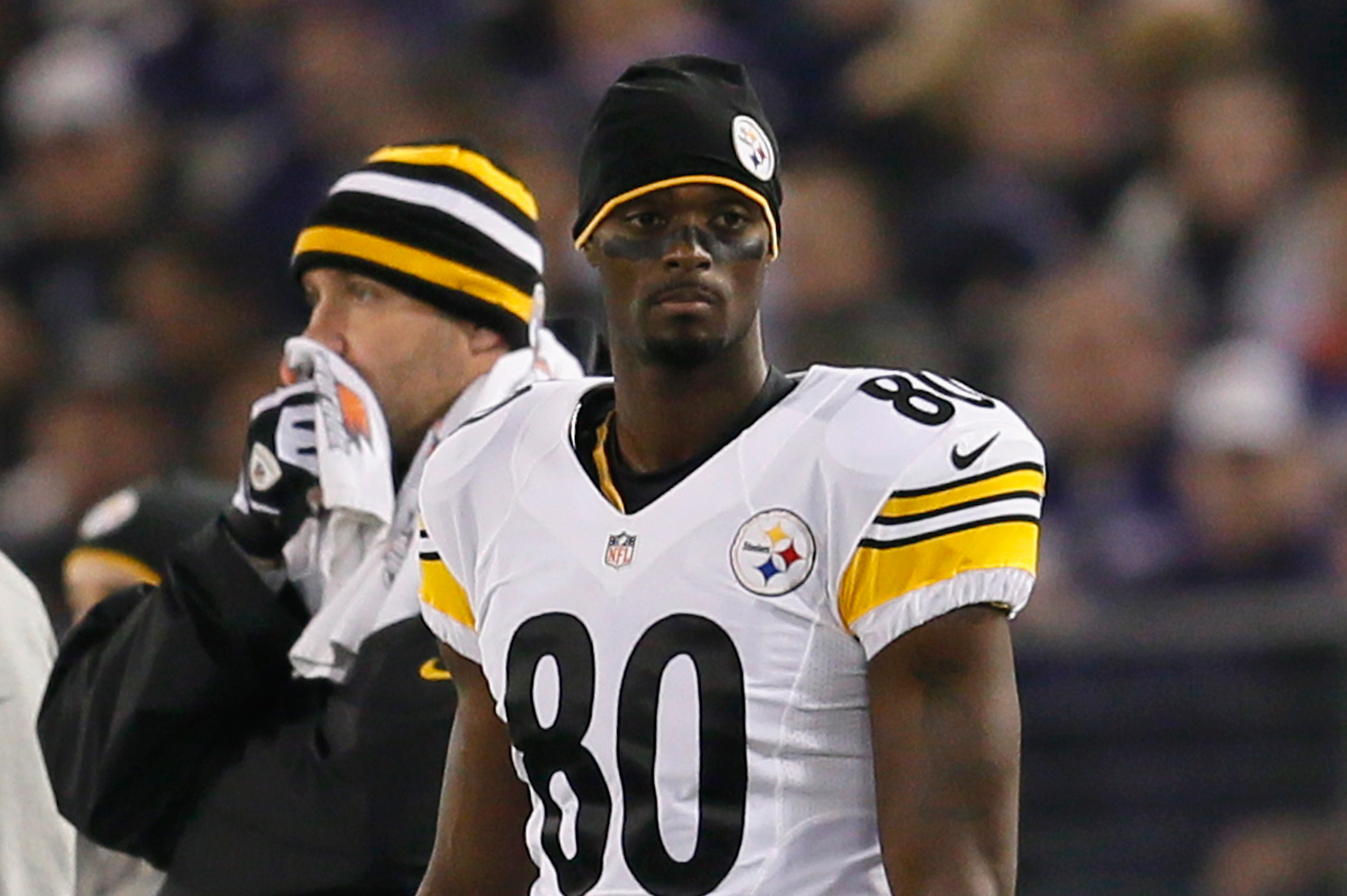 Wide receiver Plaxico Burress of the Pittsburgh Steelers during a