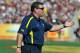 TAMPA, FL - JANUARY 1: Coach Brady Hoke of the Michigan Wolverines directs play against the South Carolina Gamecocks in the Outback Bowl January 1, 2013 at Raymond James Stadium in Tampa, Florida. (Photo by Al Messerschmidt/Getty Images)