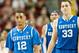March 2, 2013; Fayetteville, AR, USA; Kentucky Wildcats guard Ryan Harrow (12) and forward Kyle Wiltjer (33) walks off the court during a game against the Arkansas Razorbacks at Bud Walton Arena. Arkansas defeated Kentucky 73-60. Mandatory Credit: Beth Hall-USA TODAY Sports