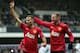 LONDON, ENGLAND - FEBRUARY 23: Ryan Giggs of Manchester United celebrates a goal with Wayne Rooney during the Barclays Premier League match between Queens Park Rangers and Manchester United at Loftus Road on February 23, 2013 in London, England. (Photo by Ian Walton/Getty Images)