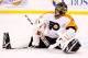 BOSTON, MA - MARCH 9: Ilya Bryzgalov #30 of the Philadelphia Flyers sits on the ice after making a save against the Boston Bruins during the game on March 9, 2013 at TD Garden in Boston, Massachusetts. (Photo by Jared Wickerham/Getty Images)