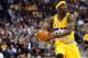 Mar 13, 2013; Denver, CO, USA; Denver Nuggets guard Ty Lawson (3) during the first half against the New York Knicks at the Pepsi Center. Mandatory Credit: Chris Humphreys-USA TODAY Sports