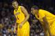 Mar 2, 2013; Minneapolis, MN, USA; Minnesota Golden Gophers guard Andre Hollins (1) talks with guard Austin Hollins (20) during a free throw in the second half against the Penn State Nittany Lions at Williams Arena. The Gophers won 73-44. Mandatory Credit: Jesse Johnson-USA TODAY Sports