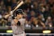 DETROIT, MI - OCTOBER 27: Buster Posey #28 of the San Francisco Giants at bat against the Detroit Tigers during Game Three of the Major League Baseball World Series at Comerica Park on October 27, 2012 in Detroit, Michigan. (Photo by Ezra Shaw/Getty Images)