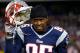 FOXBORO, MA - JANUARY 20: Brandon Lloyd #85 of the New England Patriots reacts after a play against the Baltimore Ravens during the 2013 AFC Championship game at Gillette Stadium on January 20, 2013 in Foxboro, Massachusetts. (Photo by Jim Rogash/Getty Images)
